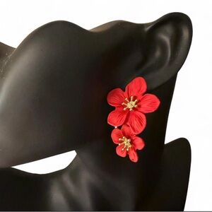 Boho Festival Red Hibiscus Tropical Flower Earrings
New